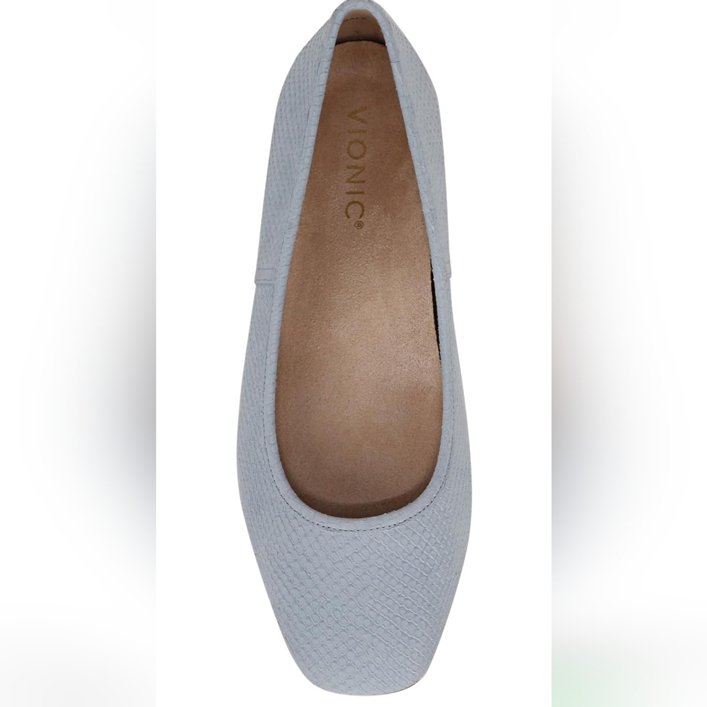 Vionic Women's Light Gray Textured Square-Toe Ballet Flat
